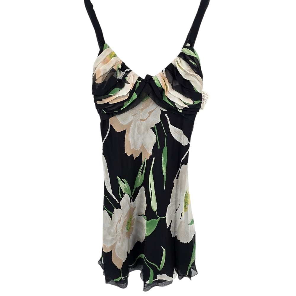 Carmen Marc Valvo Collection Silk Black floral Midi dress NWT Size 8